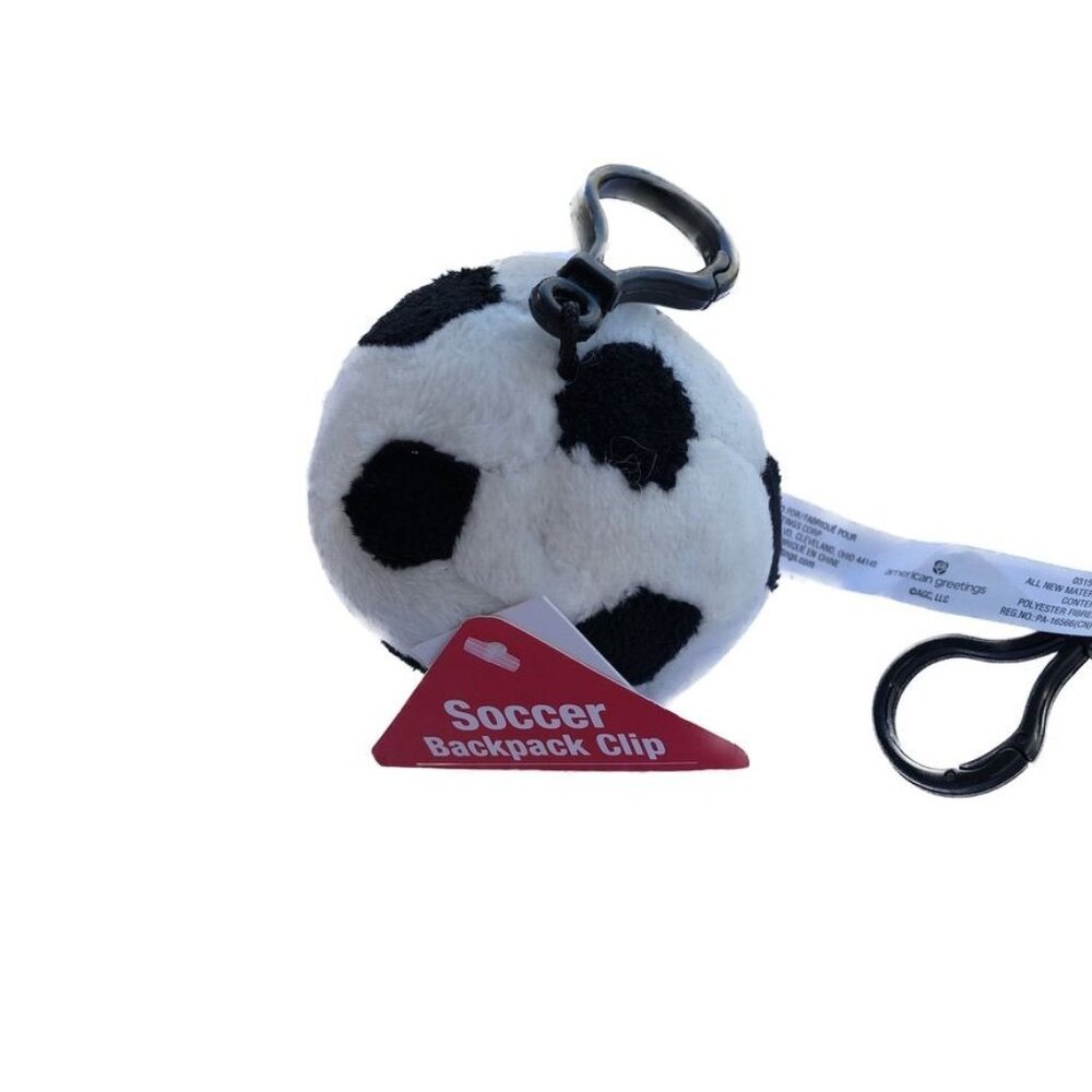 American Greetings Plush Soccer Ball BackPack Buddy Clip/Key Chain;